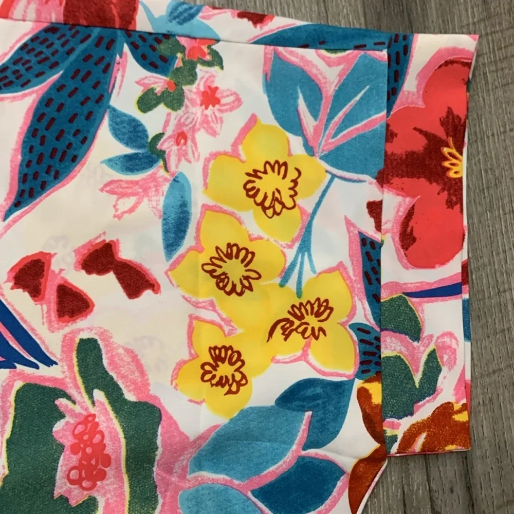 JODIFL Vibrant Pink Floral V-Neck Short Sleeve Oversized Flowy Top - SMALL - NWT - Picture 6 of 10